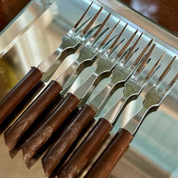 Vintage MCM Cocktail Hors D'oeuvres Forks Made in Japan, set of 6 - Picture 10 of 10